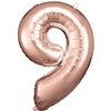 Cijfer ballon Rose Goud incl helium -9