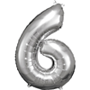 Cijfer ballon Silver incl helium - 6