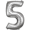 Cijfer ballon Silver incl helium - 5