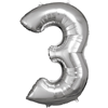 Cijfer ballon Silver incl helium - 3
