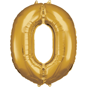 Cijfer ballon Goud incl helium - 0-