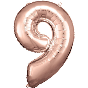 Cijfer ballon Rose Goud incl helium -9