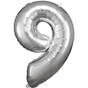 Cijfer ballon Silver incl helium - 9