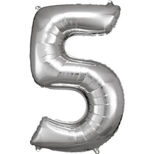 Cijfer ballon Silver incl helium - 5