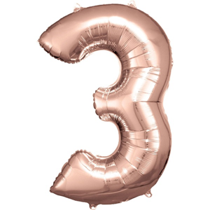 Cijfer ballon Rose Goud incl helium -3