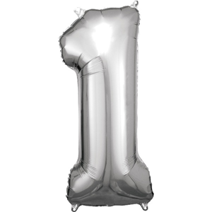 Cijfer ballon Silver incl helium - 1
