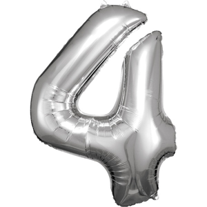 Cijfer ballon Silver incl helium - 4