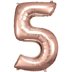 Cijfer ballon Rose Goud incl helium -5