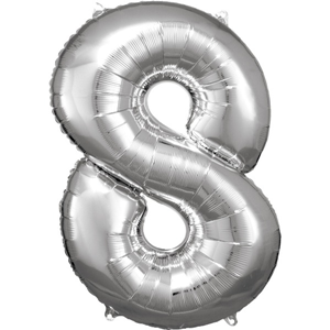 Cijfer ballon Silver incl helium - 8