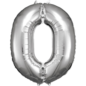 Cijfer ballon Silver incl helium - 0