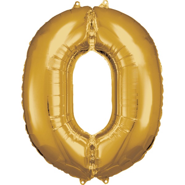 Cijfer ballon Goud incl helium - 0-