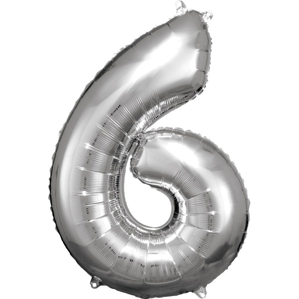 Cijfer ballon Silver incl helium - 6
