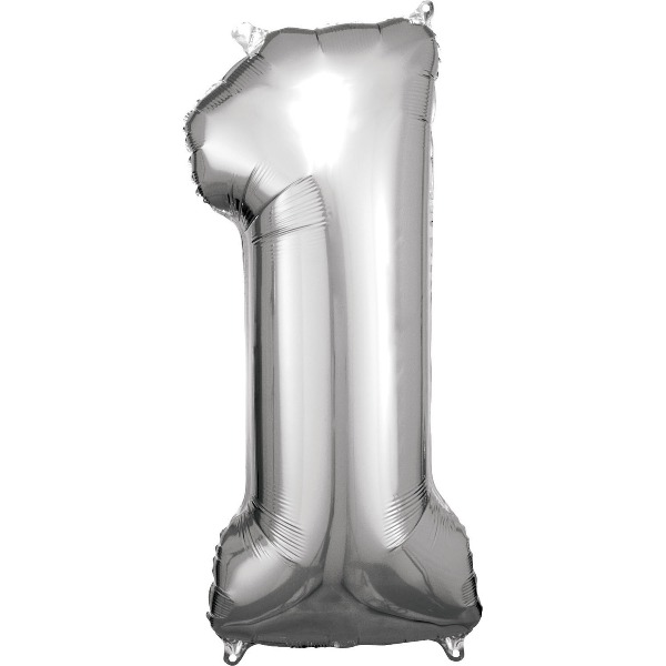 Cijfer ballon Silver incl helium - 1