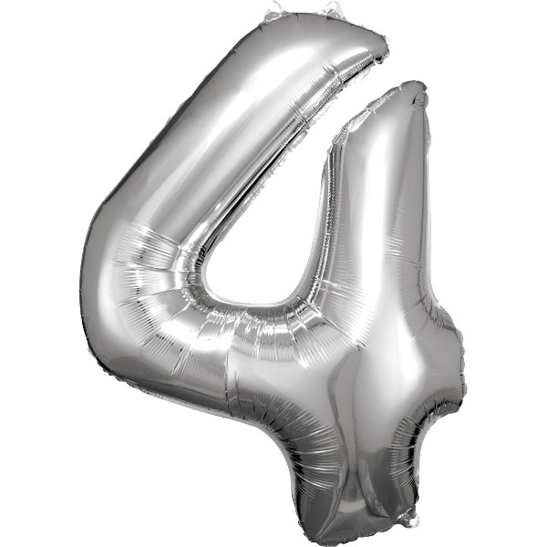 Cijfer ballon Silver incl helium - 4
