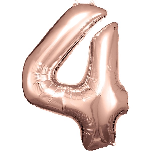Cijfer ballon Rose Goud incl helium -4