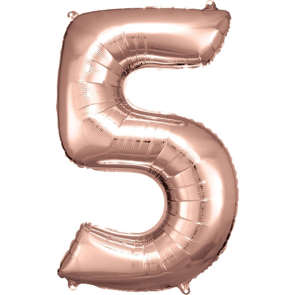 Cijfer ballon Rose Goud incl helium -5