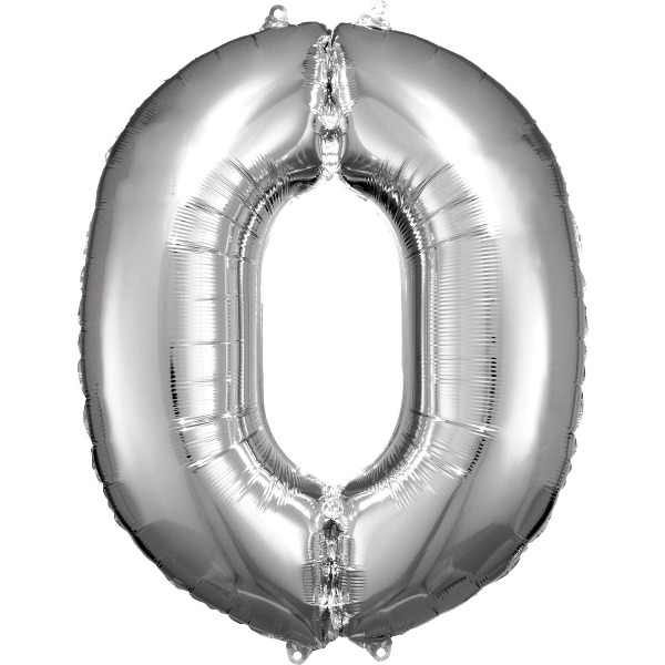 Cijfer ballon Silver incl helium - 0