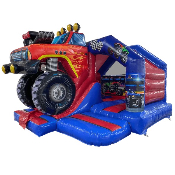 Springkussen Combi Slide Monstertruck Springkussen Combi Slide Monstertruck