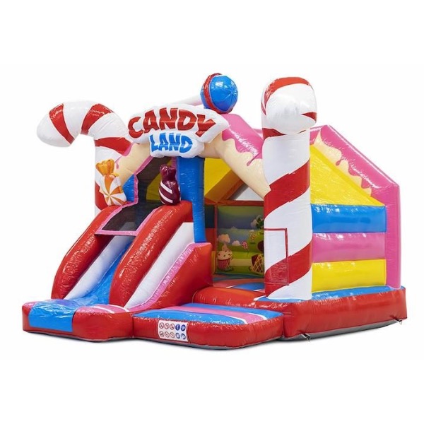 Springkussen Combi Slide Candyland Springkussen Combi Slide Candyland