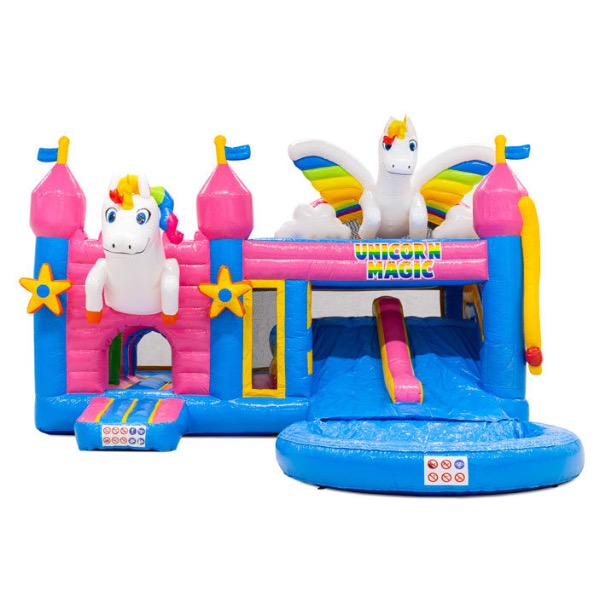 Springkussen Unicorn XL met Zwembad 