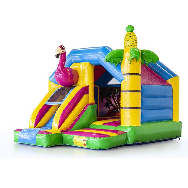 Springkussen Combi Slide Flamingo Springkussen Combi Slide Flamingo